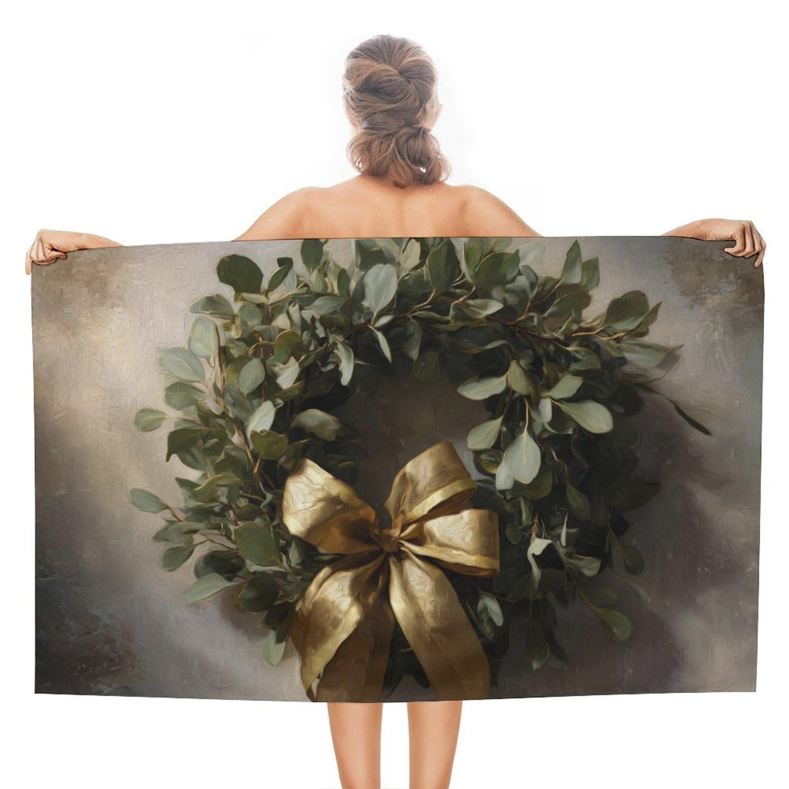 LSRCPD Wreath of Green Leaves Beach Towel Sand Free Microfiber Large Shower Towels Multipurpose Absorbent for Bathroom Pool 130x80 CM