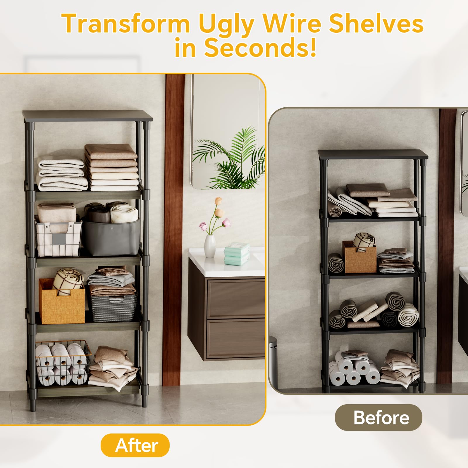 Rustic Wire Shelf Covers - Wood Grain Look -6