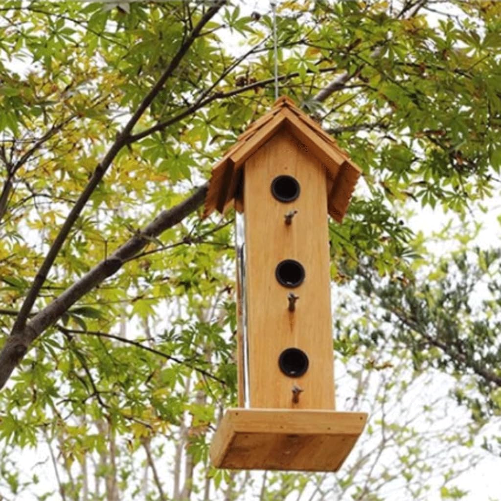 Karmnik dla ptaków Wild Bird Feeder Hangende Vogels Kantine Blokhuis Vorm Vogelvoer Zaadkoffer met Staaldraad voor Balkon Gazon Tuin