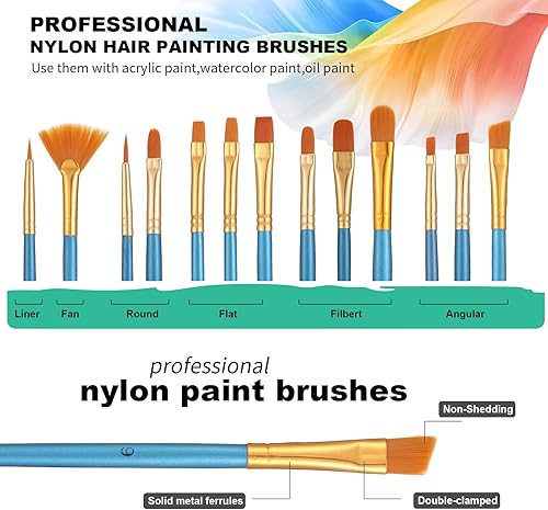 Miniatura 7 de Juego de pintura de acuarela de 54 piezas con caballete de madera portátil, suministros completos de pintura para principiantes con pinturas de