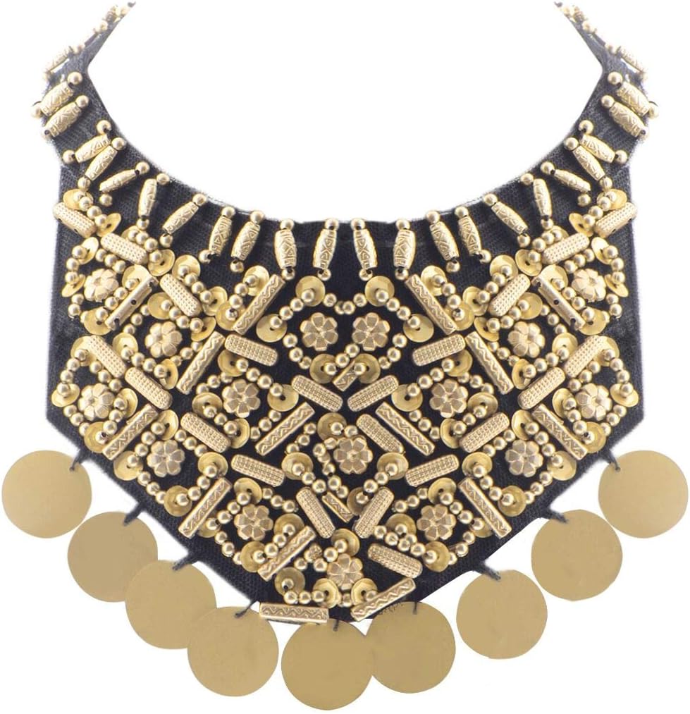 Alilang Women's Egyptian Tribal Ethnic Beaded Bib Collar Statement Necklace