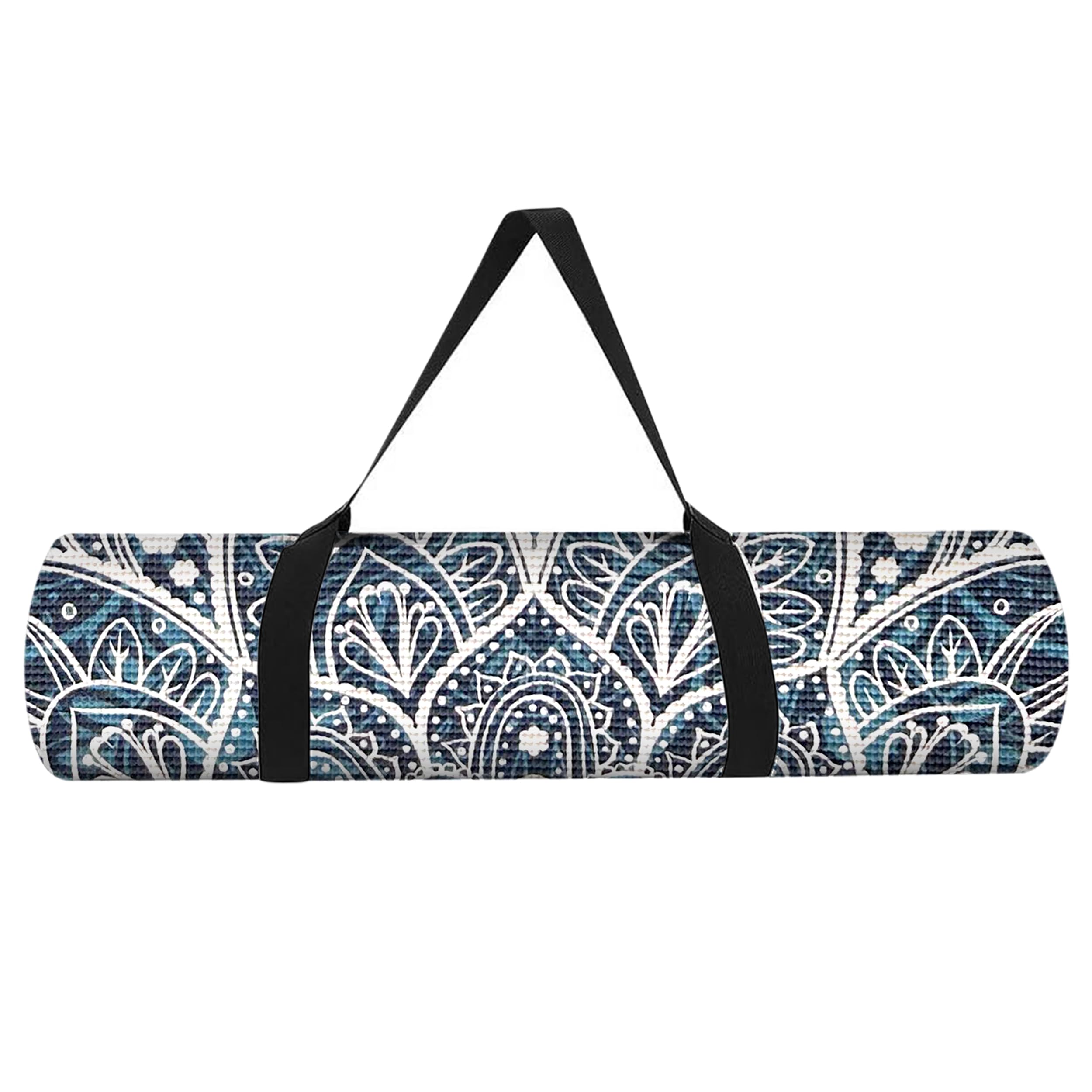 TechFit Tappetino Yoga Pilates Antiscivolo 173x61cm Spessore 0,6cm in PVC con Tracolla, Design Mandala, Materassino Fitness Palestra Morbido Resistente