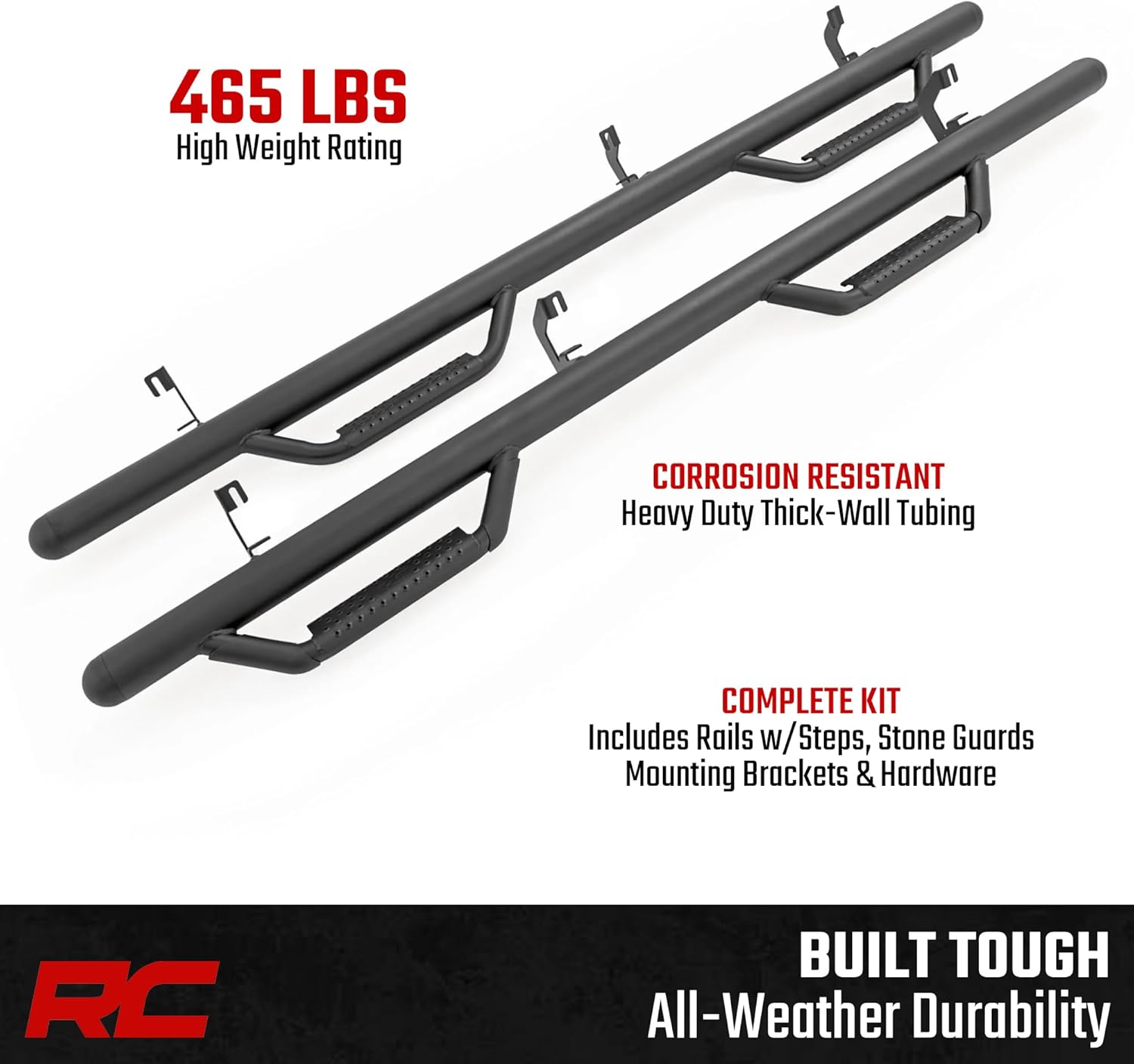 Rough Country Nerf Step Bars for Chevy Silverado & GMC Sierra 1500 (2014-2018) Extended Cab - Rugged Side Steps, Easy Bolt-On Install, Off-Road Ready