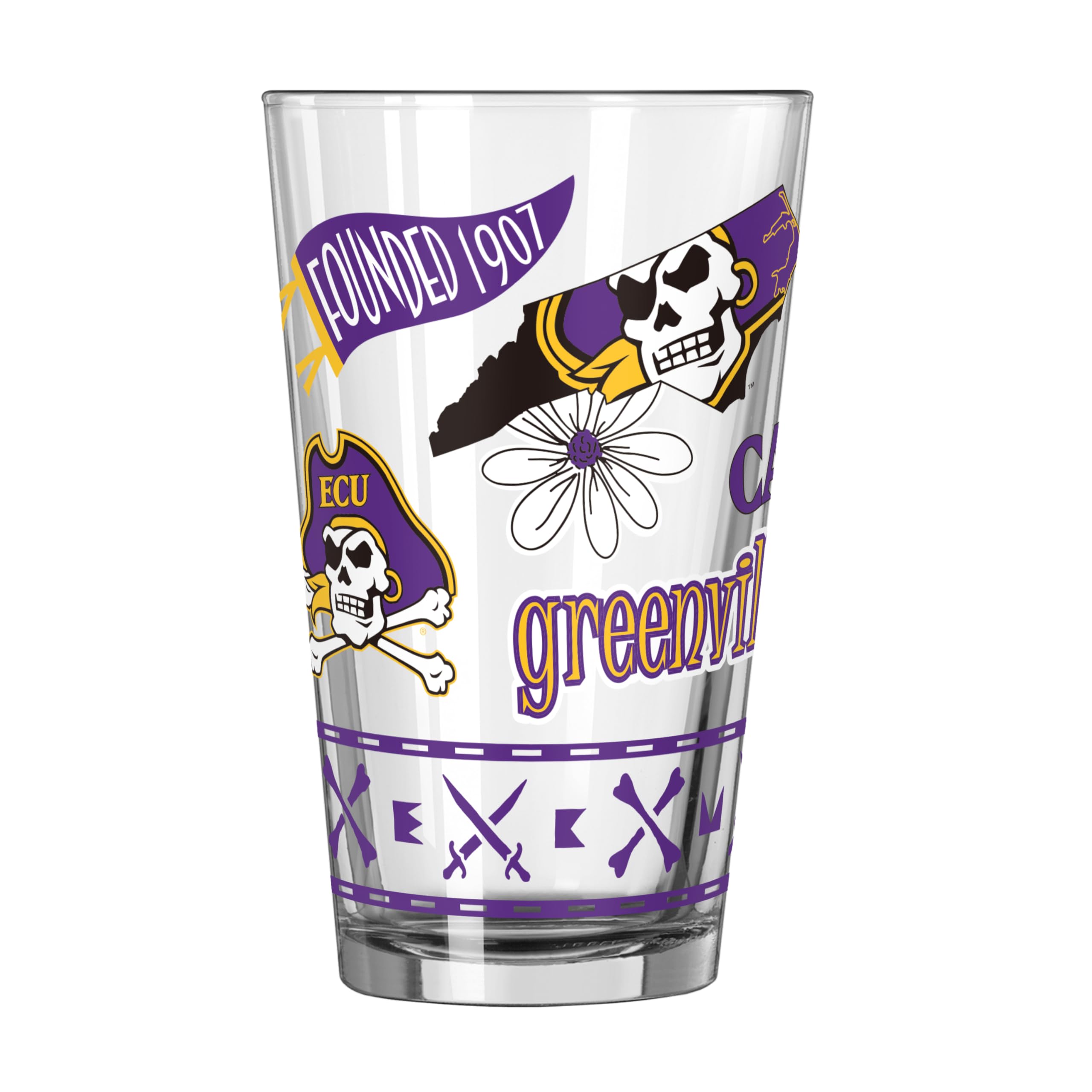 Logo Brands NCAA 16 oz Pint Glass - Durable Glass With Bold Team Color– Chip-Resistant Rim Drinkware For Fans, Tailgates, Home Bars &amp; Everyday Use