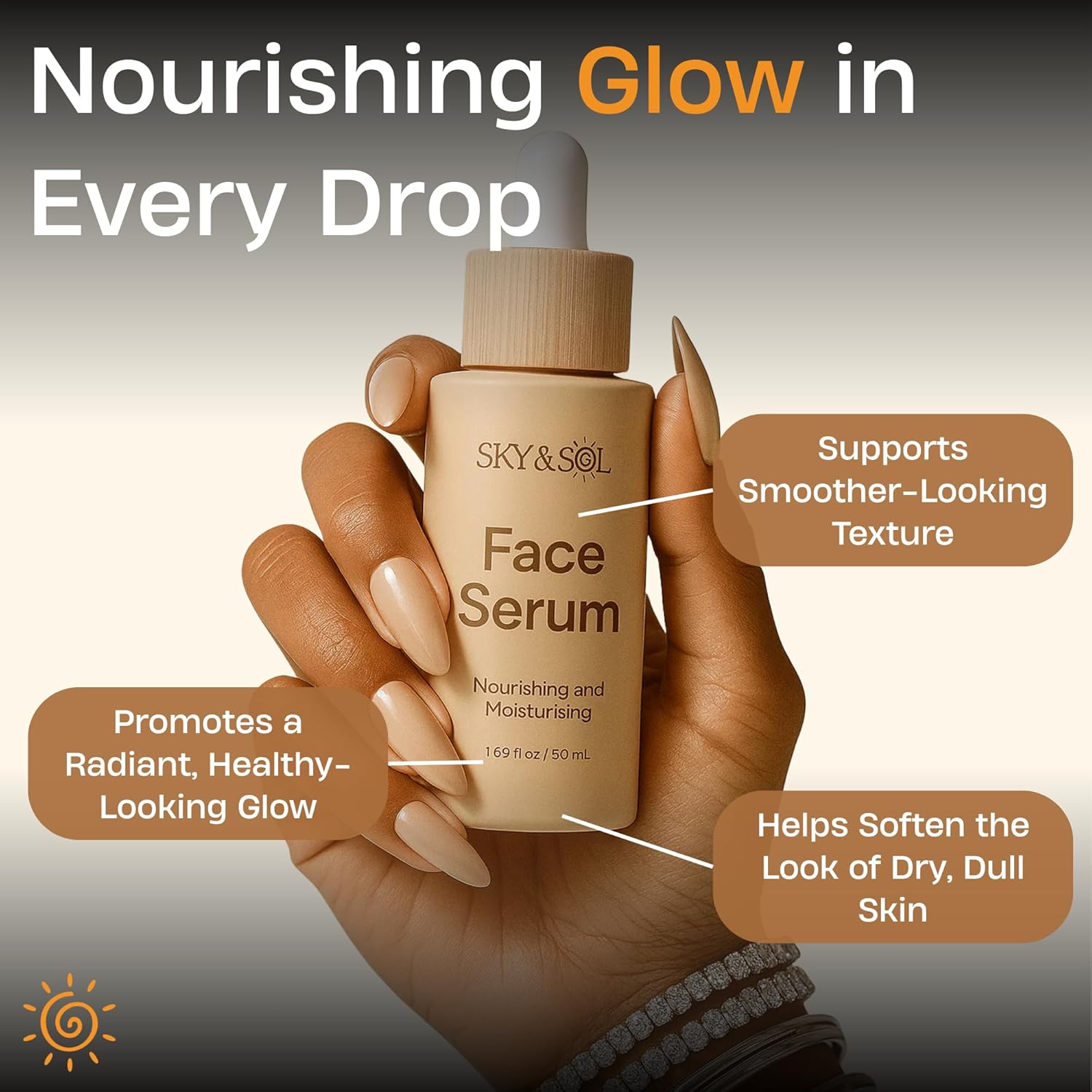 Sky & Sol Ancestral Anti-Aging Tallow Serum for Face – Grass-Fed Tallow, Squalane & Marula Oil – Hydrating Facial Serum for Radiance, Smooth Texture & Skin Barrier Support – 50ml