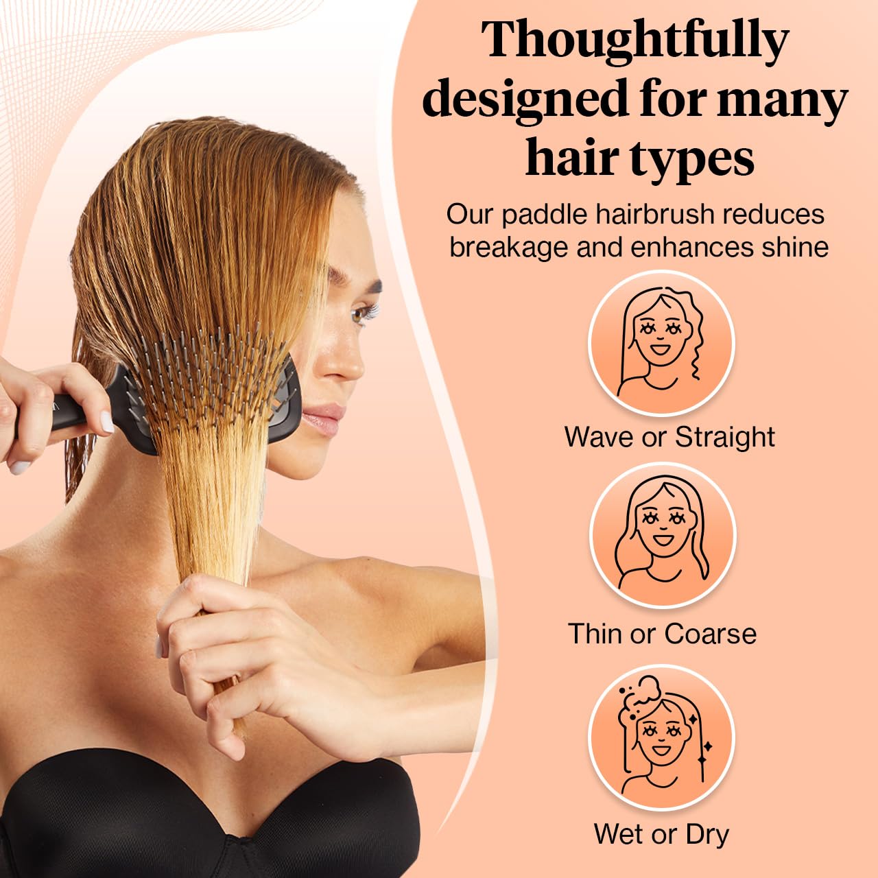 Kitsch Lightweight Vented Hair Brush Detangler for Women Men & Toddlers, Black - Image 4