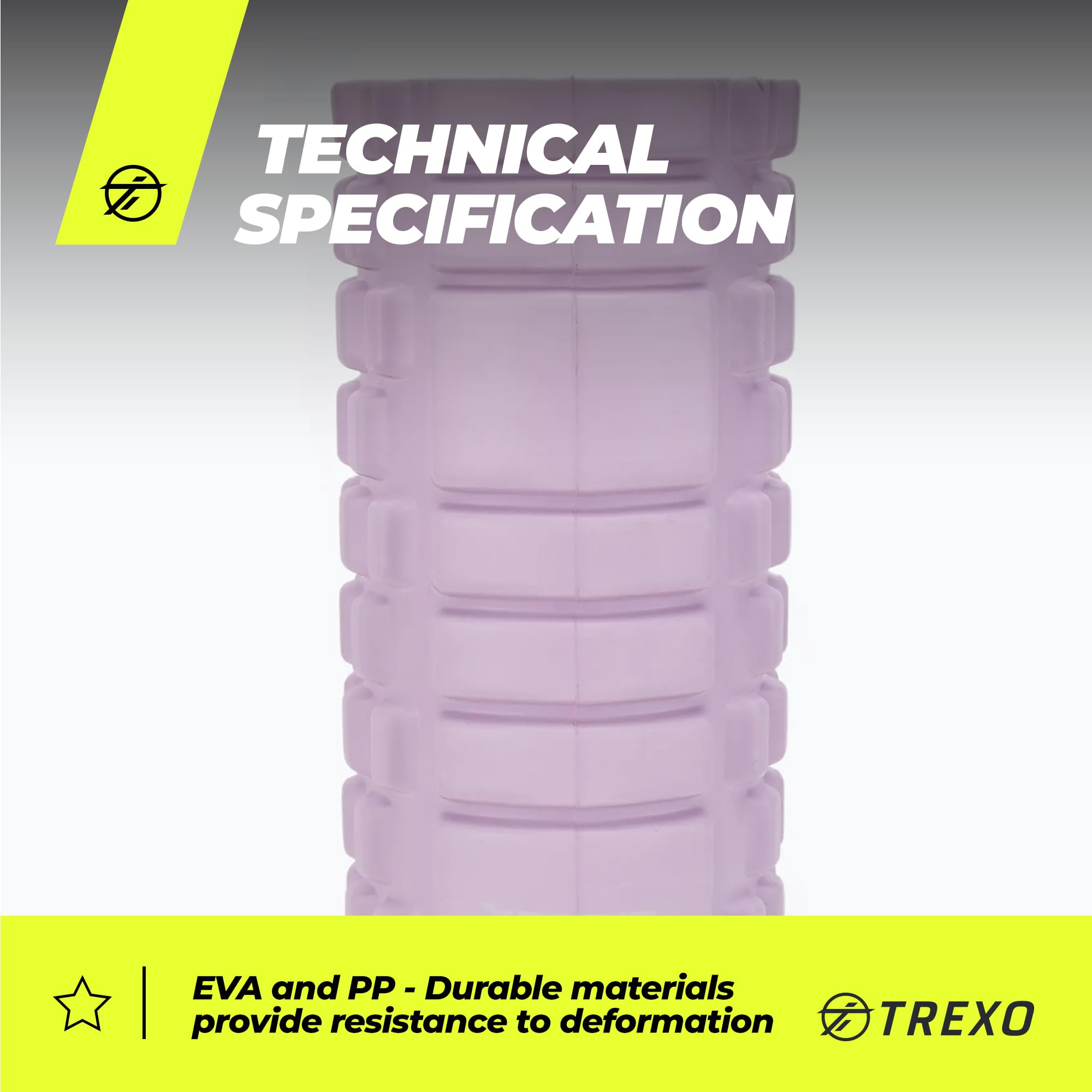 XTREXO wałek piankowy do treningu powięzi – ergonomiczny wałek do masażu z pianki EVA i PP – 33 x 14 cm – skuteczna regeneracja i odprężenie mięśni do jogi, pilatesu i sportów siłowych (fioletowy)
