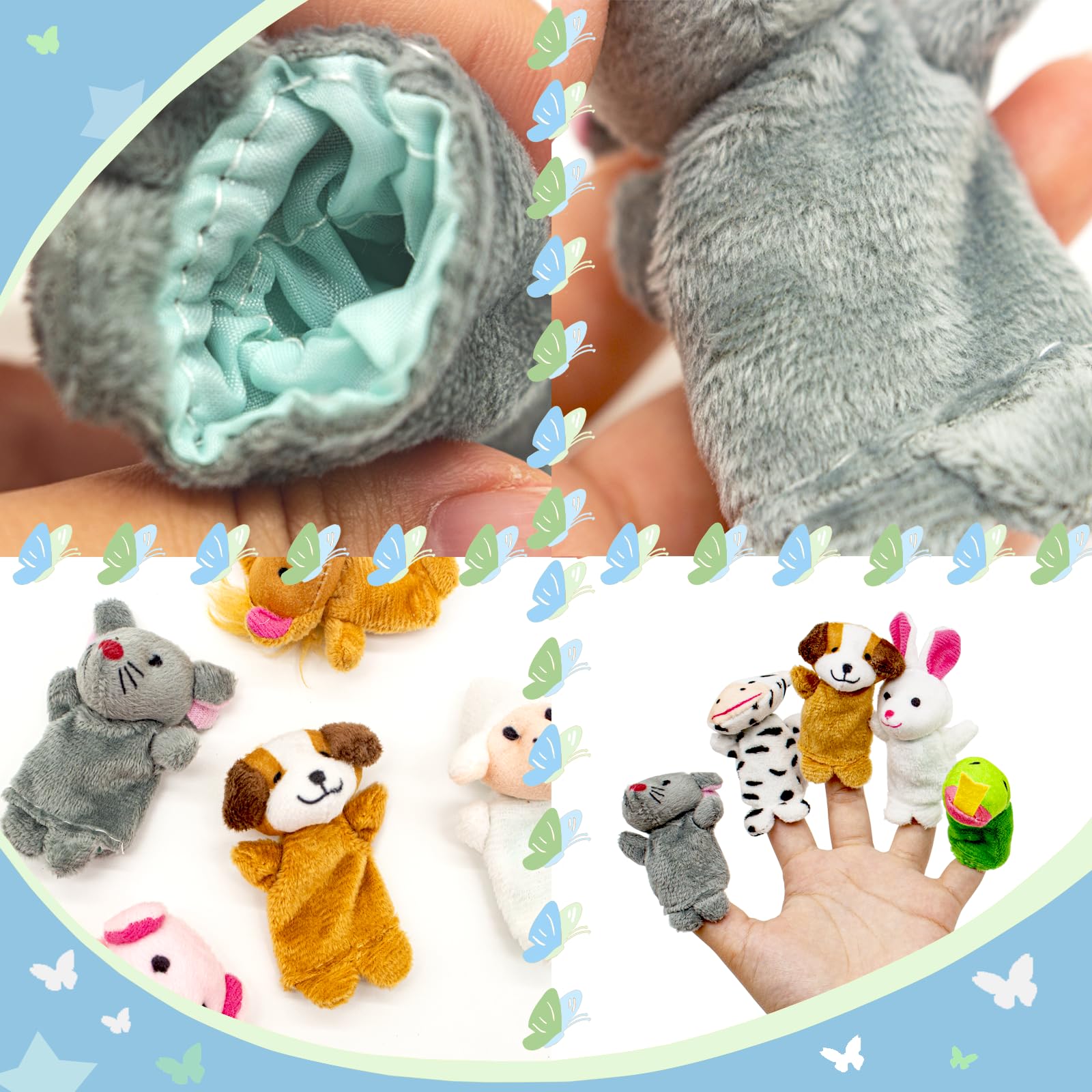 Lot de 12 marionnettes à doigts pour enfants, en peluche, mini doudou, pour cadeaux d'anniversaire d'enfants, cadeaux de fête, Halloween (A)