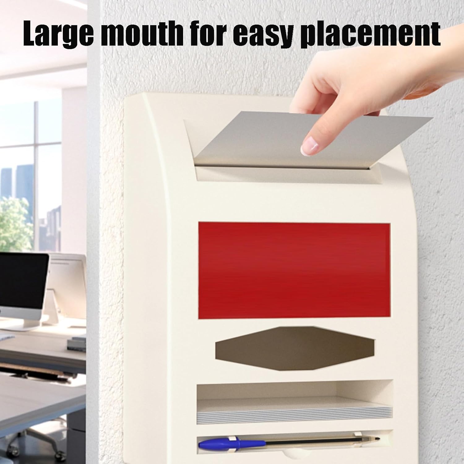 Locking Plastic Mailbox Outdoor Rainproof Mailboxes with Clear Viewing Holes Paper and Pen Slots Wall Mounted Parcel Boxes with 2 Holes