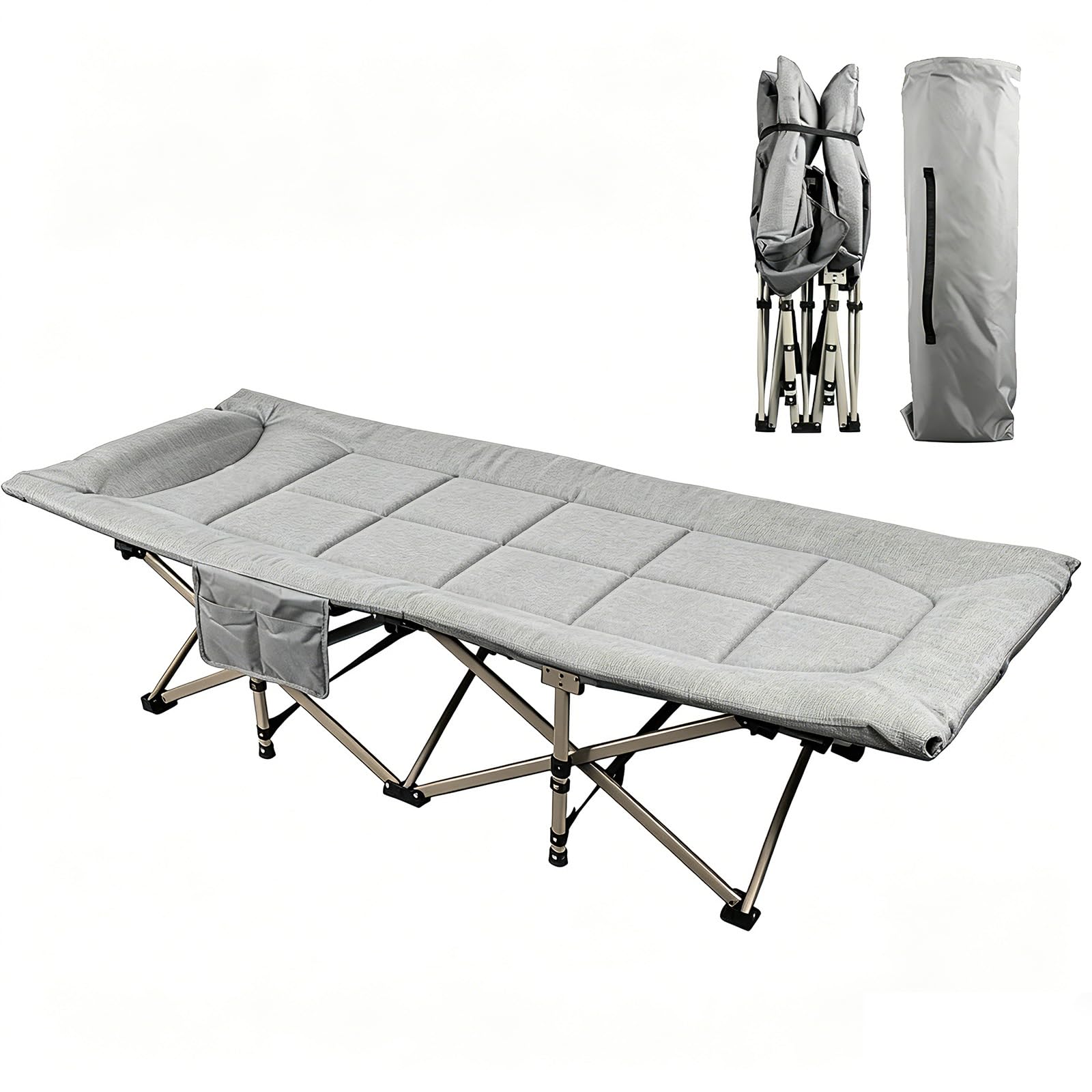 TCE Camping Cot with Mattress for Adults Sleeping Cot with Cushion & Pillow