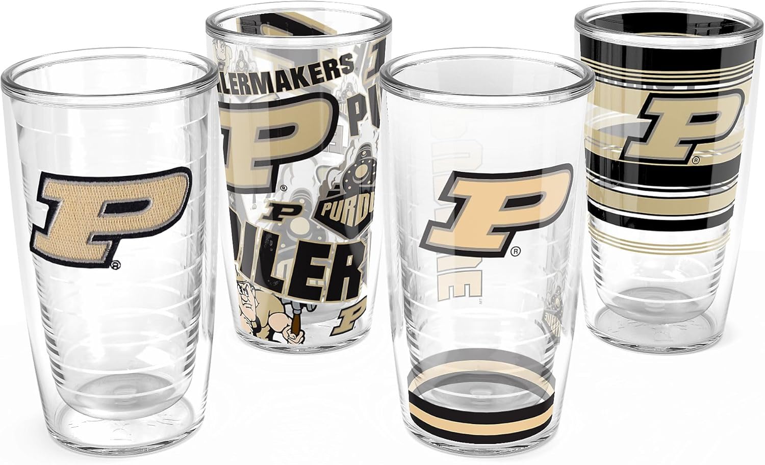 Tervis Purdue Boilermakers - Assorted Made in USA Double Walled Insulated Tumbler Travel Cup Keeps Drinks Cold & Hot, 16oz 4pk, Classic
