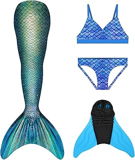 GNFUN Mädchen Meerjungfrauenschwanz Zum Schwimmen mit Meerjungfrau Flosse- Prinzessin Cosplay Bademode für das Schwimmen m...