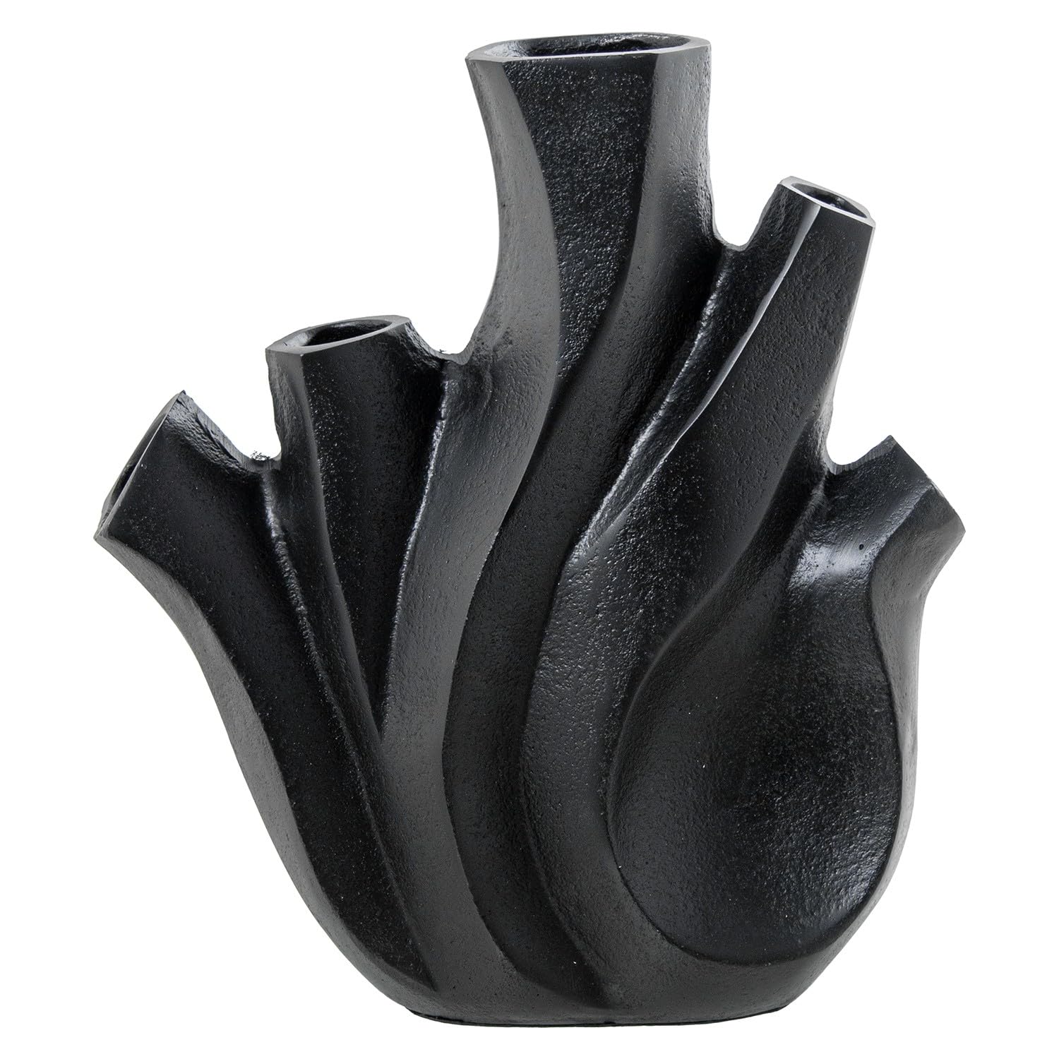 Vase en aluminium noir rugueux pour décoration de table moderne