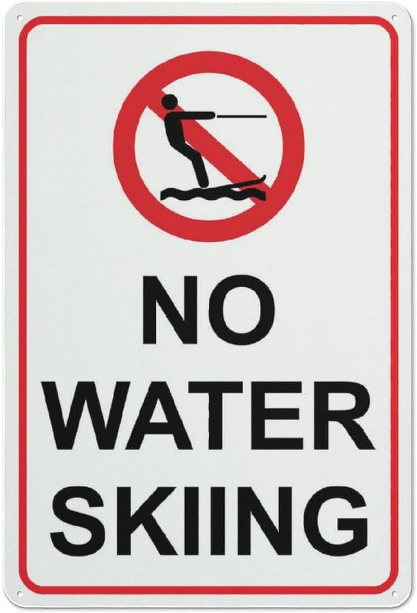 (2-Pack) Metal Tin Sign No Water Skiing Sign 8X12 Inch Rust Free Easy To Read & Sturdy Keep Out Outdoor Signs For Home Farm Yard