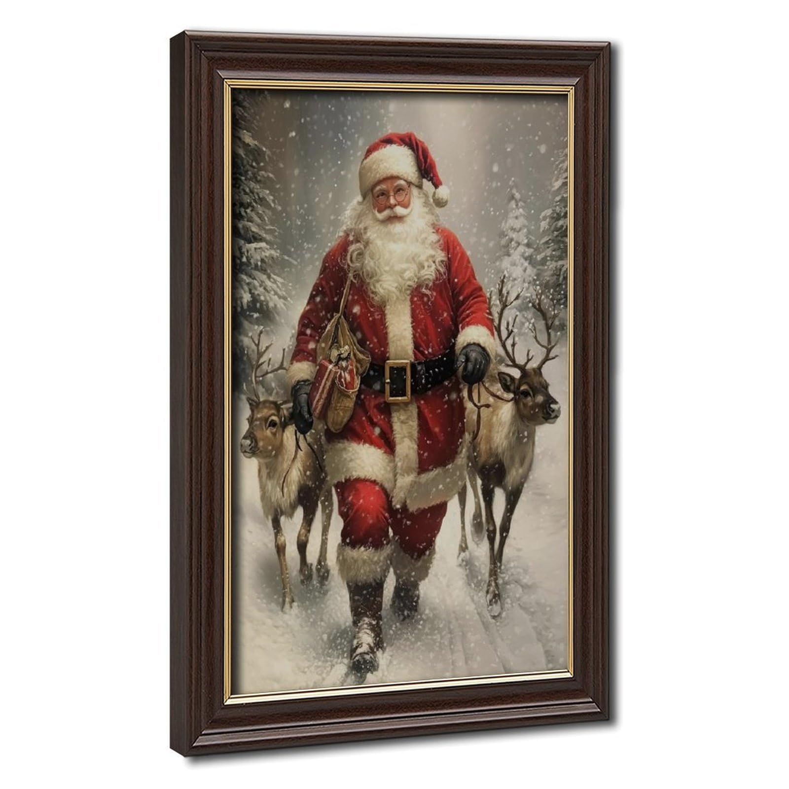 Bareronor Santa Claus Reindeer Canvas Poster for Dorm Room Decor Gift