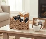 CubesLand Bureau de table de chevet Organisateur Caddy, Remote Pen & Pencil Holder Cup, Porte brosse de maquillage avec/Scalloped Parfait pour la maison, bureau, salon Table Décor, 3 Fentes Neutre