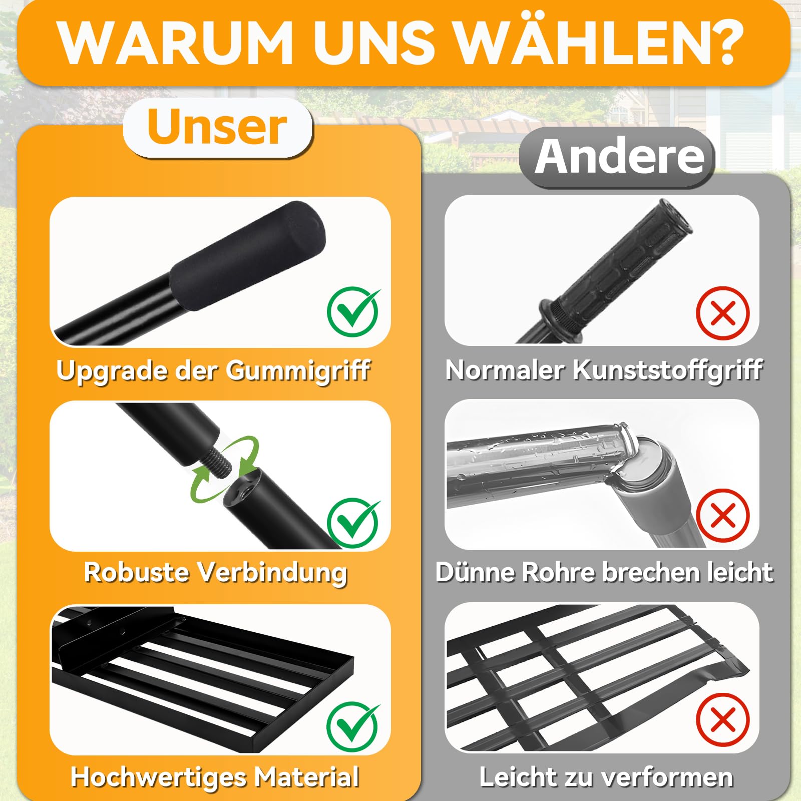 Warmfay Rasenrechen 75x25 cm inkl. 2M Verstellbarem Metallstiel mit Gewinde-Verschraubungssystem, Handlicher & Robuste Rasen Nivellierrechen für Garten, Golfplatz, Rasenpflege, Rasen Sanden