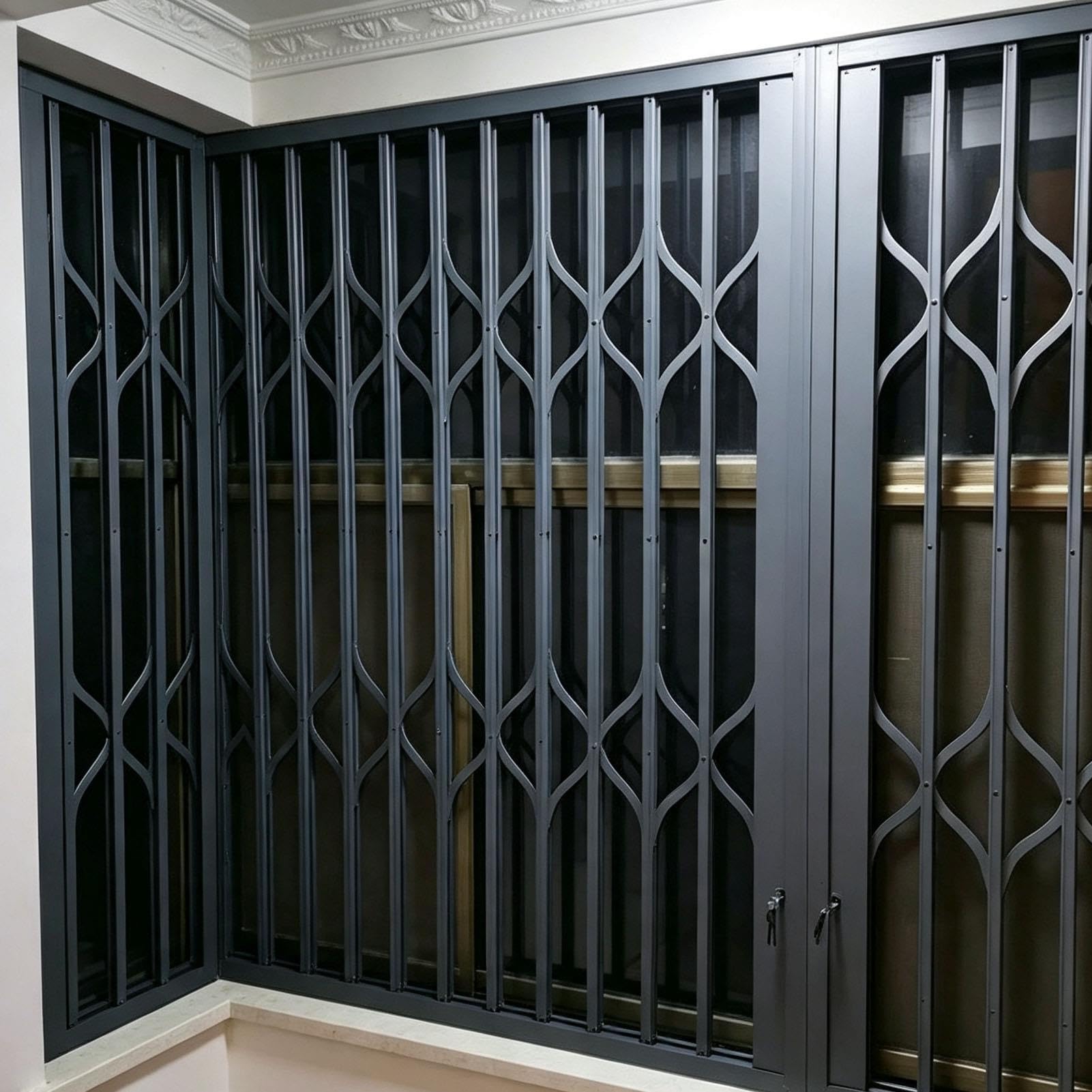 Griglia di Sicurezza a Fisarmonica per Finestre e Porte | Cancello di Sicurezza Retrattile, Protezione per Finestre Pieghevole con Sistema di Bloccaggio, Robusta Grata