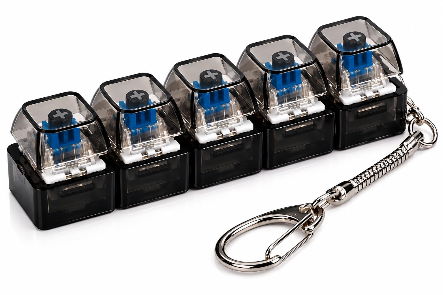 Black 4 Key Mechanical Switch Keychain, Clicky Keyboard Switch Fidget Toy with Clear Housing, Blue Switches, Stress Relief Clicker for Keyboard Enthusiasts-picture-27