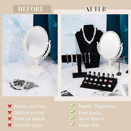 Miniatura 5 de Henoyso Juego de exhibición de joyería de terciopelo negro de 16 piezas para vender collar de terciopelo negro exhibición pulsera soporte de