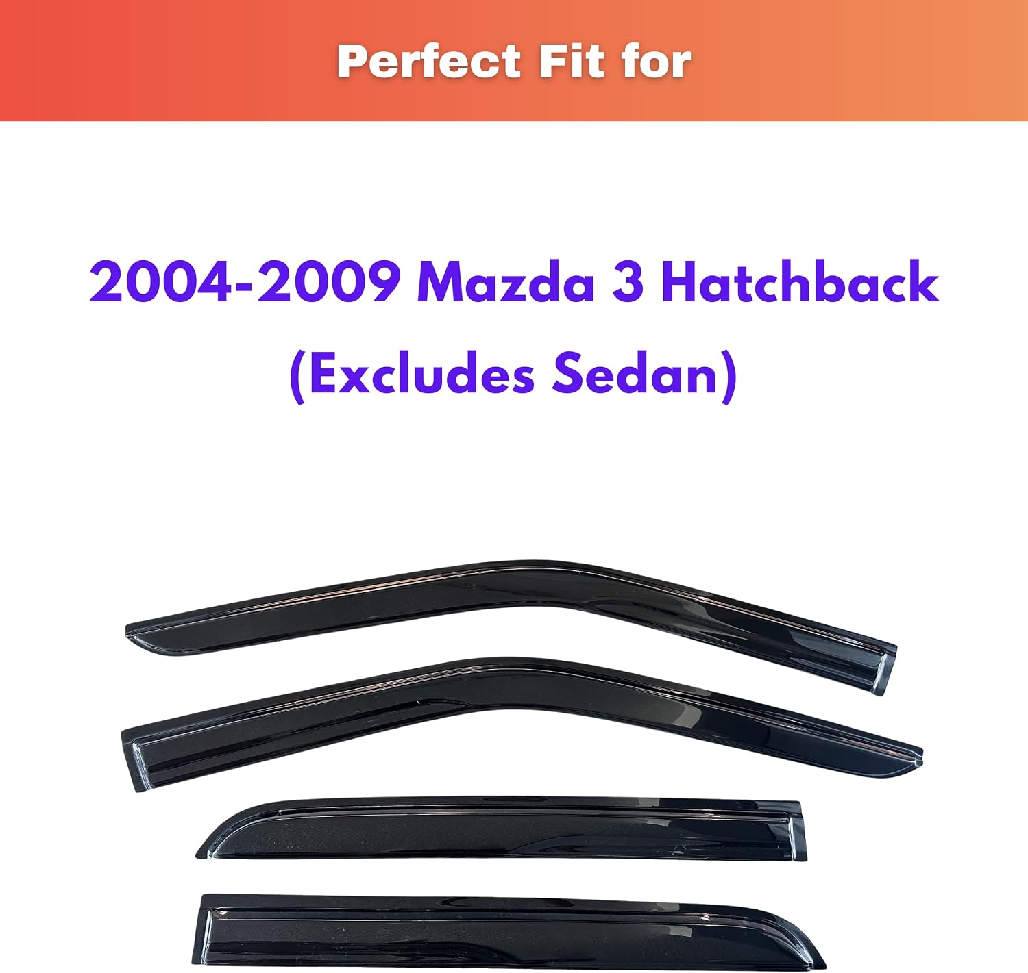 kpy rain guards fit for 2004-2009 mazda 3 hatchback, out-channel window visors vent wind deflectors 4pc, car accessories for 04-09 mazda 3 hatchback (excludes sedan)