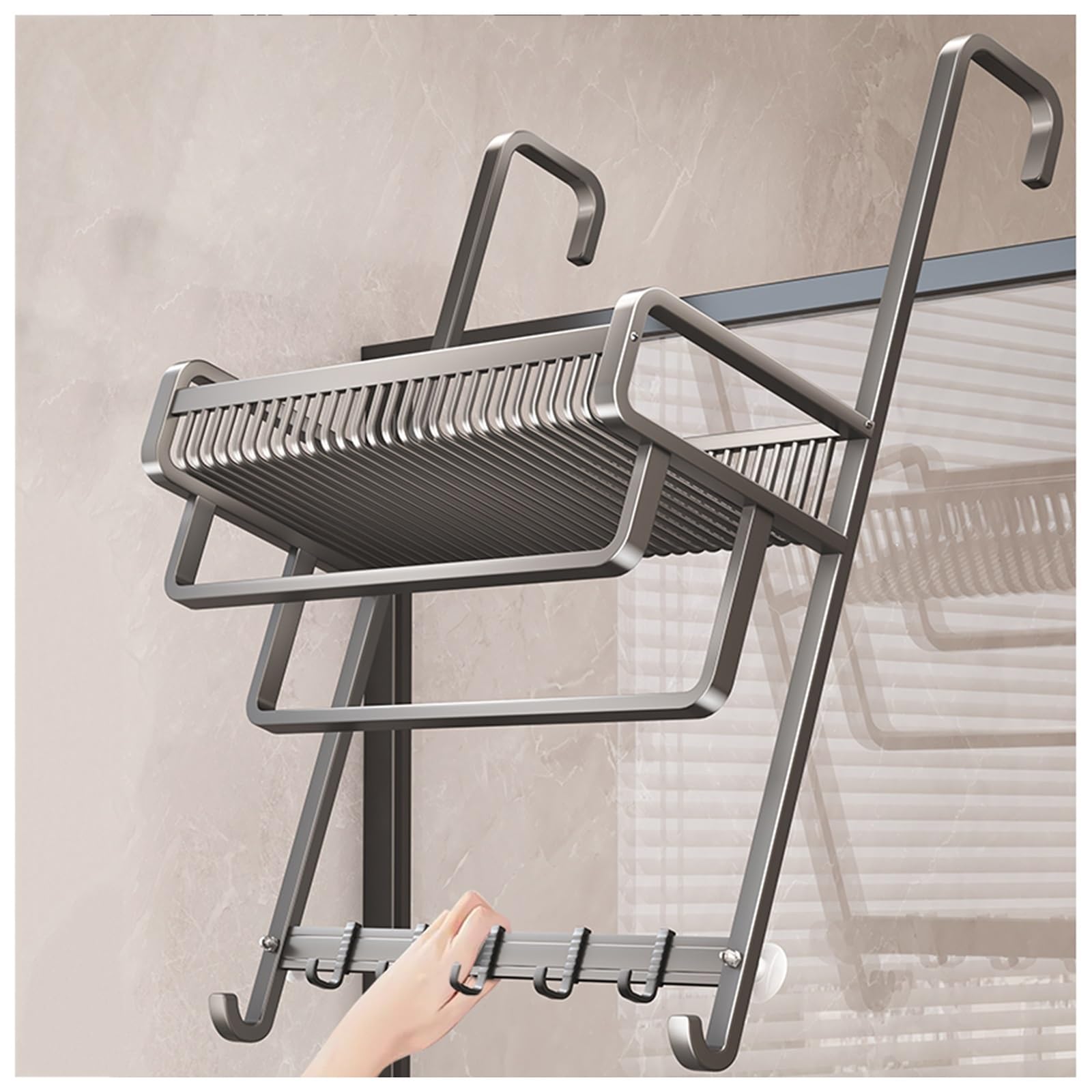 Porte-serviettes pour porte vitrée gain de place spécial petite salle de bain