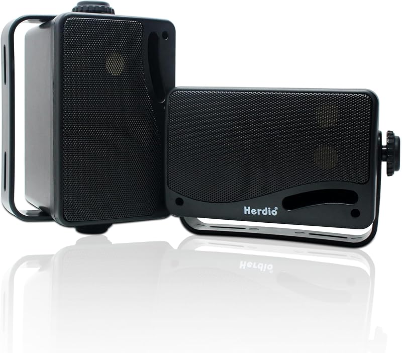 Herdio 3,5" Bluetooth Kültéri Hangszórópár - 200W Vízálló 3-Utas Hangrendszer Falra Szerelhető, 30m Hatótáv, AUX Bemenet, Teraszra, Kertbe,
