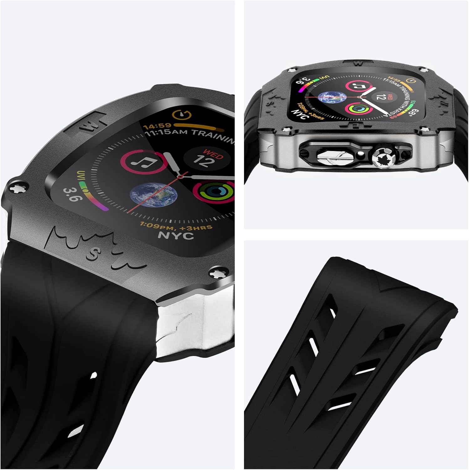 Luxury Metal Case for Apple Watch 8 7 45mm 6 44mm Band with Cover Heavy Duty Rugged Case Silicon Strap for men iWatch 6 5 4 SE 44mm Full Protective Cover - Image 3