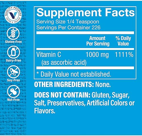Miniatura 2 de The Vitamin Shoppe Vitamina C en polvo 1,000 MG, antioxidante que apoya la salud inmune y cardiovascular (8 onzas en polvo)