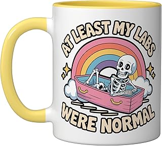 At Least My Labs Were Normal Health Wins Humor - Ceramic Mug, Yellow/White