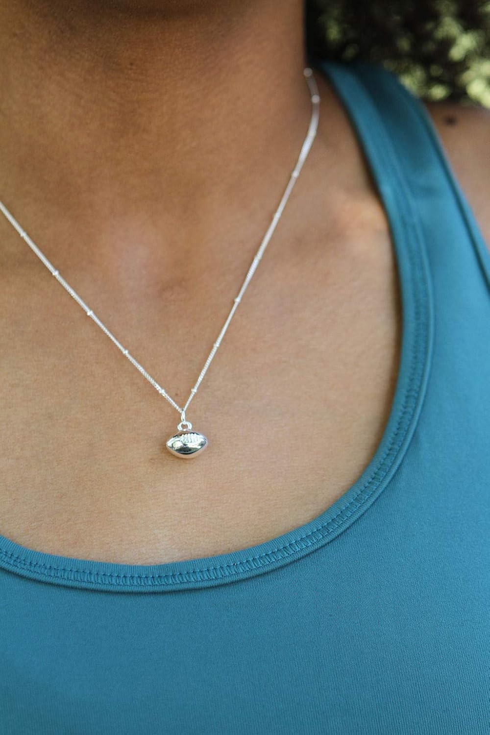 Chelsea Charles Football Charm Necklace for Women, Gift for Flag Football Players, Athletes, Teams, Coaches and Fans