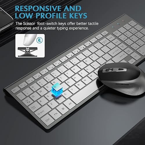Miniatura 5 de J JOYACCESS - Teclado y mouse inalámbricos, combo de teclado y mouse inalámbricos delgados y ergonómicos, escritura portátil y cómoda para
