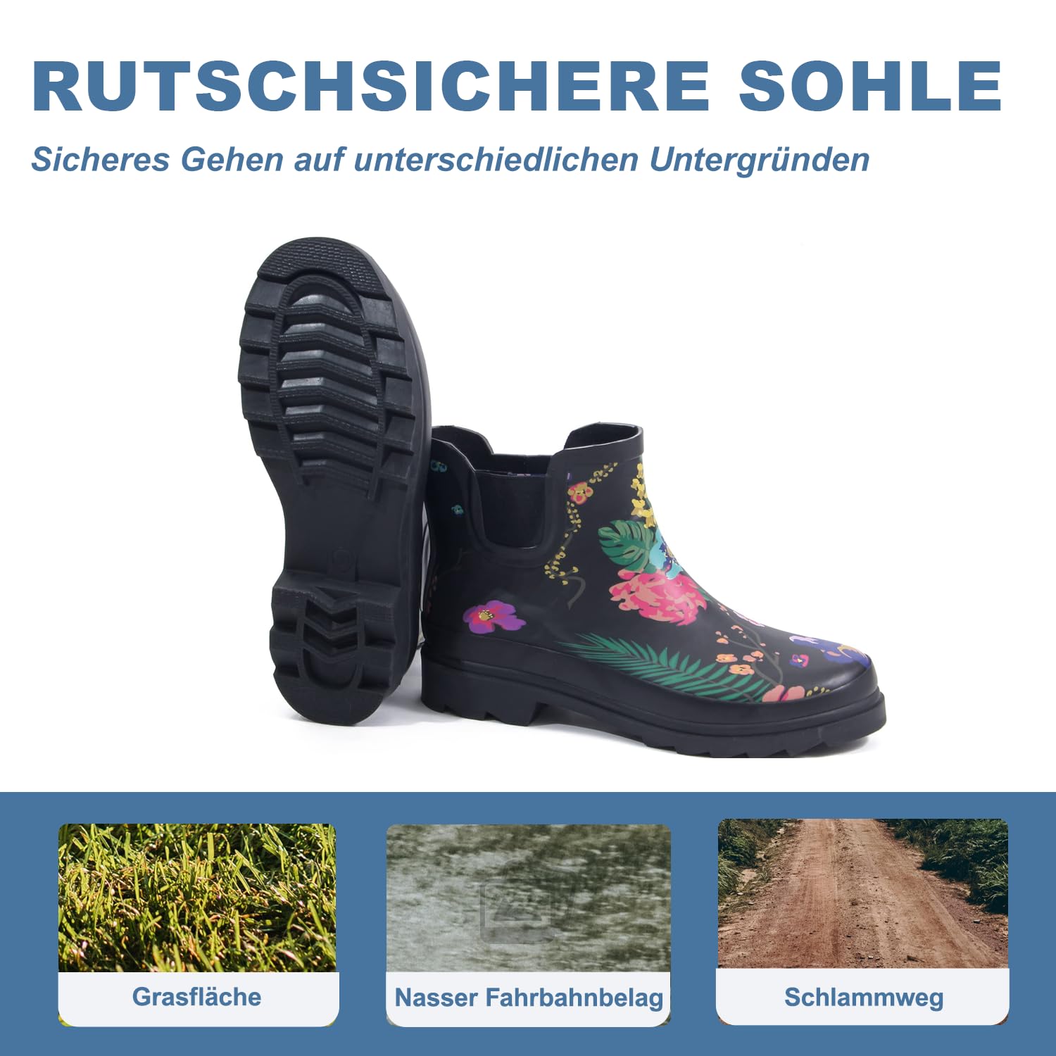 Gummistiefel Damen – Kurz Regenstiefel für Damen Gummistiefeletten –Wasserdicht, Rutschfest, Bequem – Gefütterte Gummistiefel für Garten, Matsch & Schnee, Größe 37–41