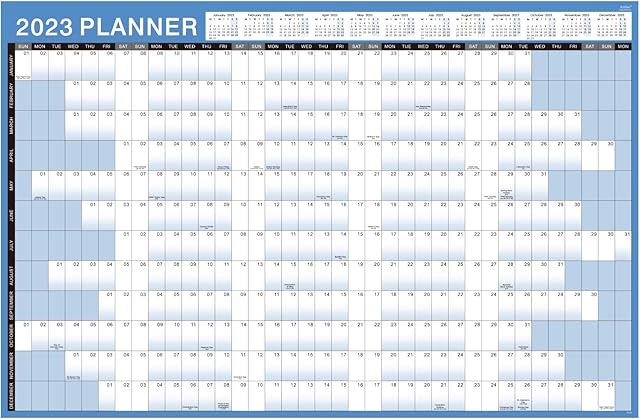 Wall Planner 2023 - A1 Large Year Planner 2023 from Jan. 2023 to Dec. 2023, Yeraly Planner 2023 with Thick Paper, 34.8" x 23", XLarge, Blue by Artfan