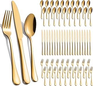 60-Pcs Gold Silverware Set - Stainless Steel Flatware Cutlery Set Servic...