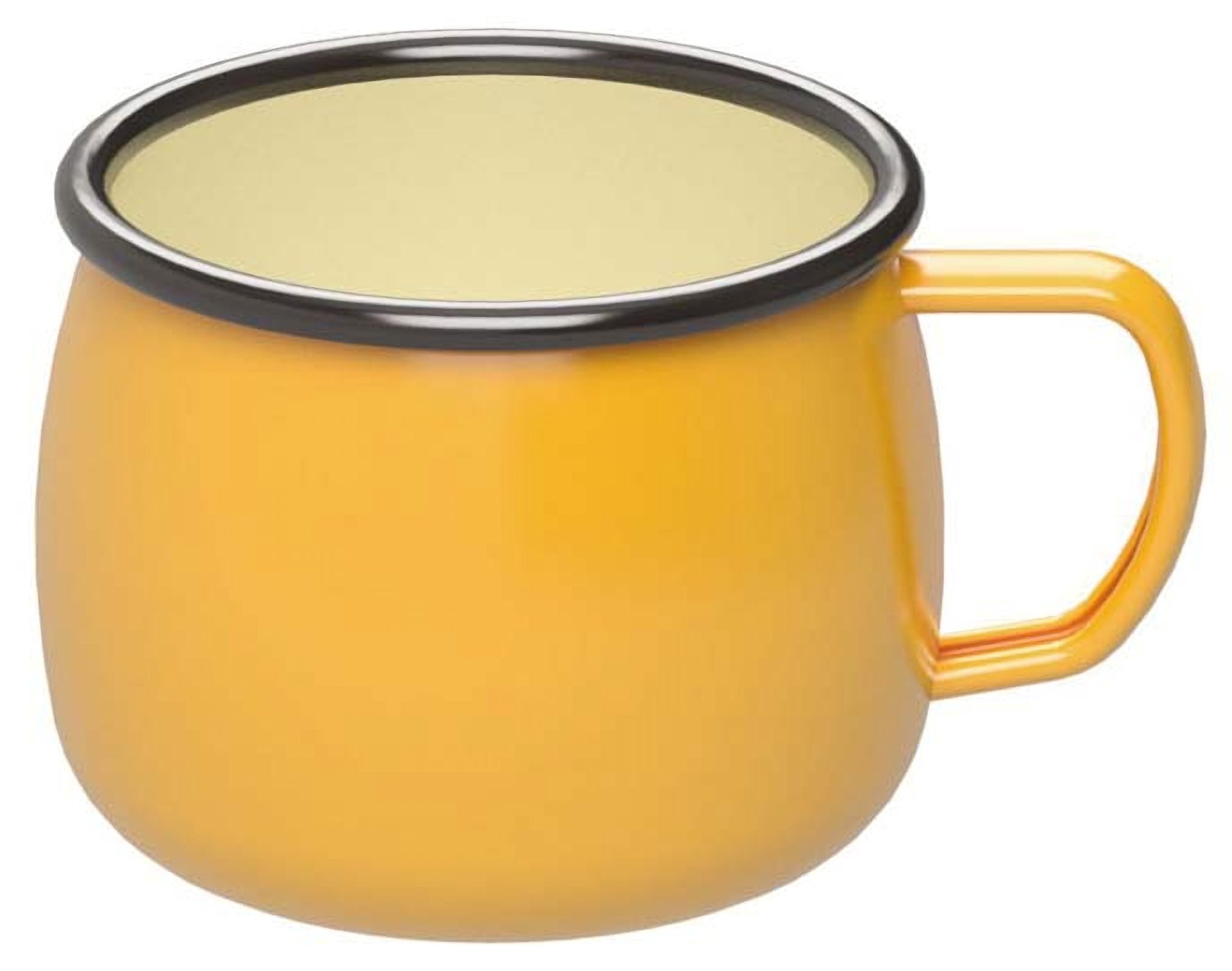 Captain Stag Enamel Camping Mug Cup Yellow 13.5oz Steel Outdoor BBQ