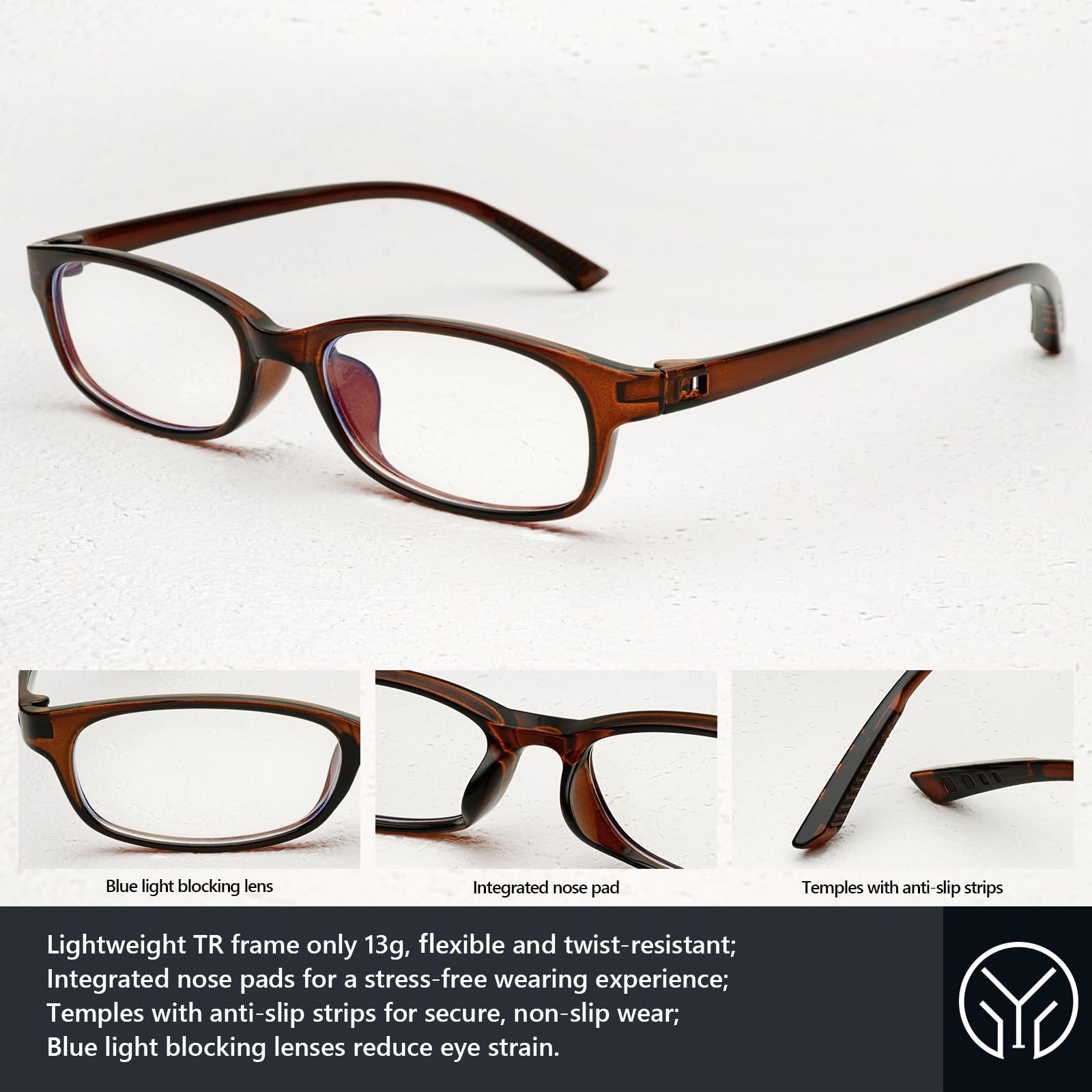 Modische rechteckige Brille für Damen und Herren, blaues Licht, blockierende Brille, schmal, quadratisch, blaues Licht