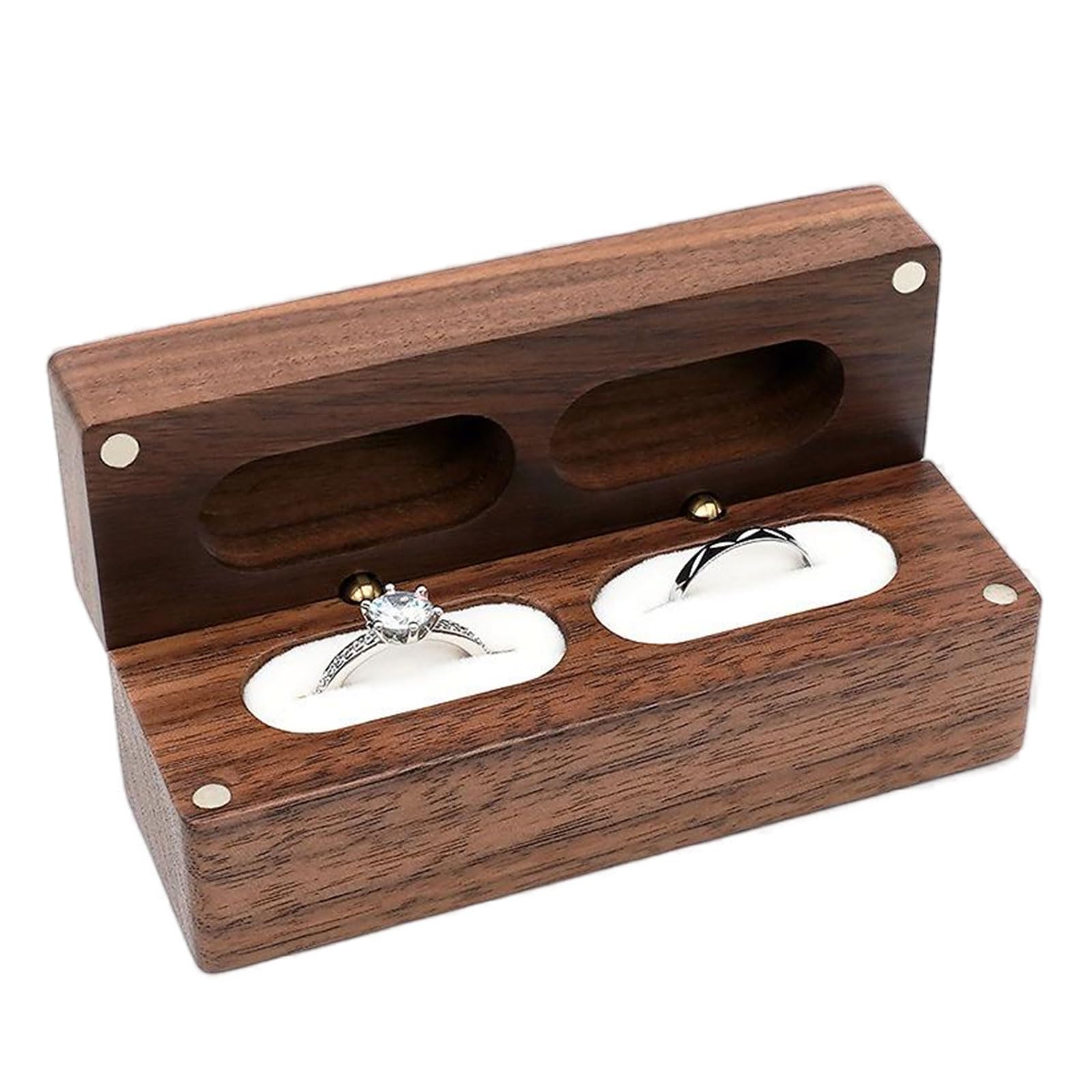 SacJkt SacJkt Caja Para Anillos de Madera, Caja Anillos Boda, Porta Alianzas Boda, Joyas Caja de Presentación para Propuesta, Compromiso, Ceremonia de Boda