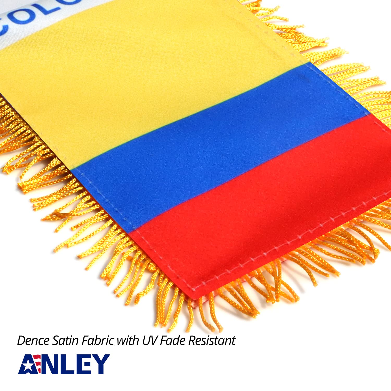 Auto-Fensterflagge Mit Saugnapf – 7,6 X 12,7 Cm, Doppelseitig Mit Fransen, Nationalflagge Kolumbien
