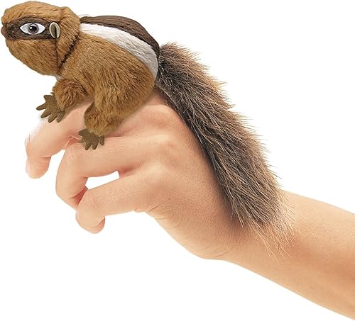 Folkmanis Mini marioneta de dedo de ardilla bronceada, blanco, marrón, 1 EA