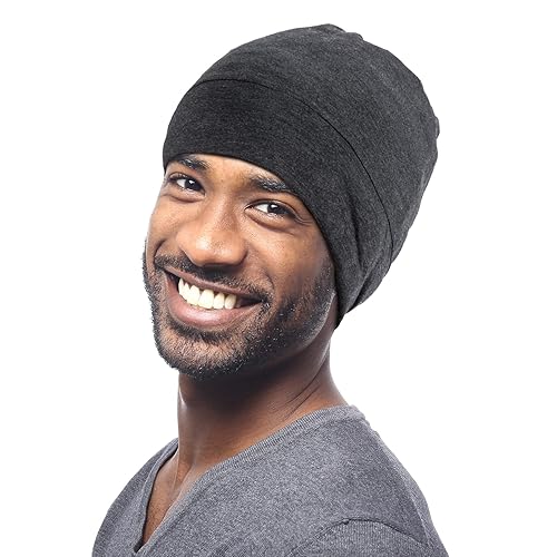 Kenllas Large Sleeping Bonnet for Men - Winter Adjustable Double Layer Silk Satin & Bamboo Cotton Cap for Dreadlock Braid Hair Care Dark Gray disponible en Yaxa Peru