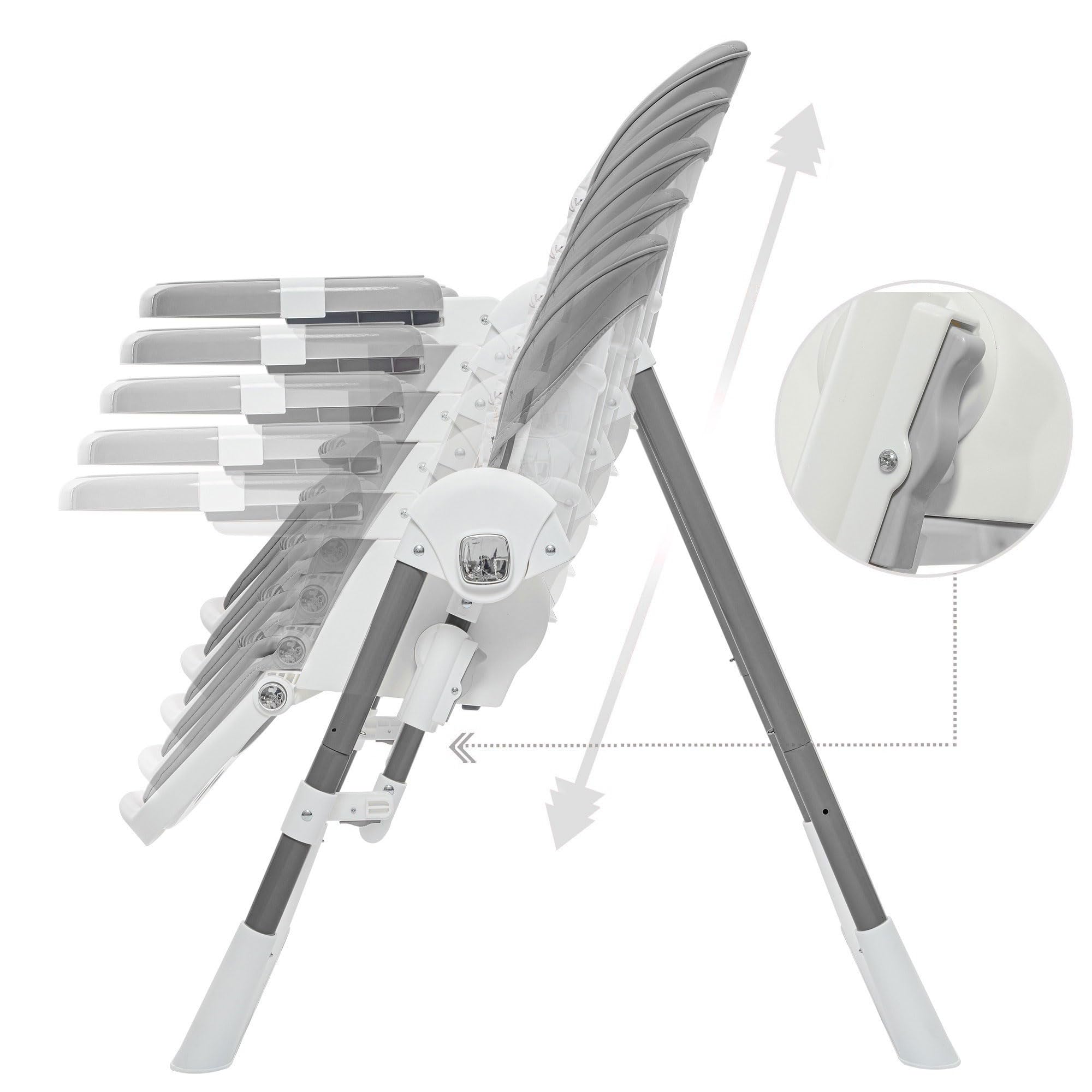 Baby Vivo Trona 3 en 1 para niños, altura regulable, con reposapiés, trona para bebé, trona combinada, columpio, respaldo ajustable, bandeja extraíble, color gris