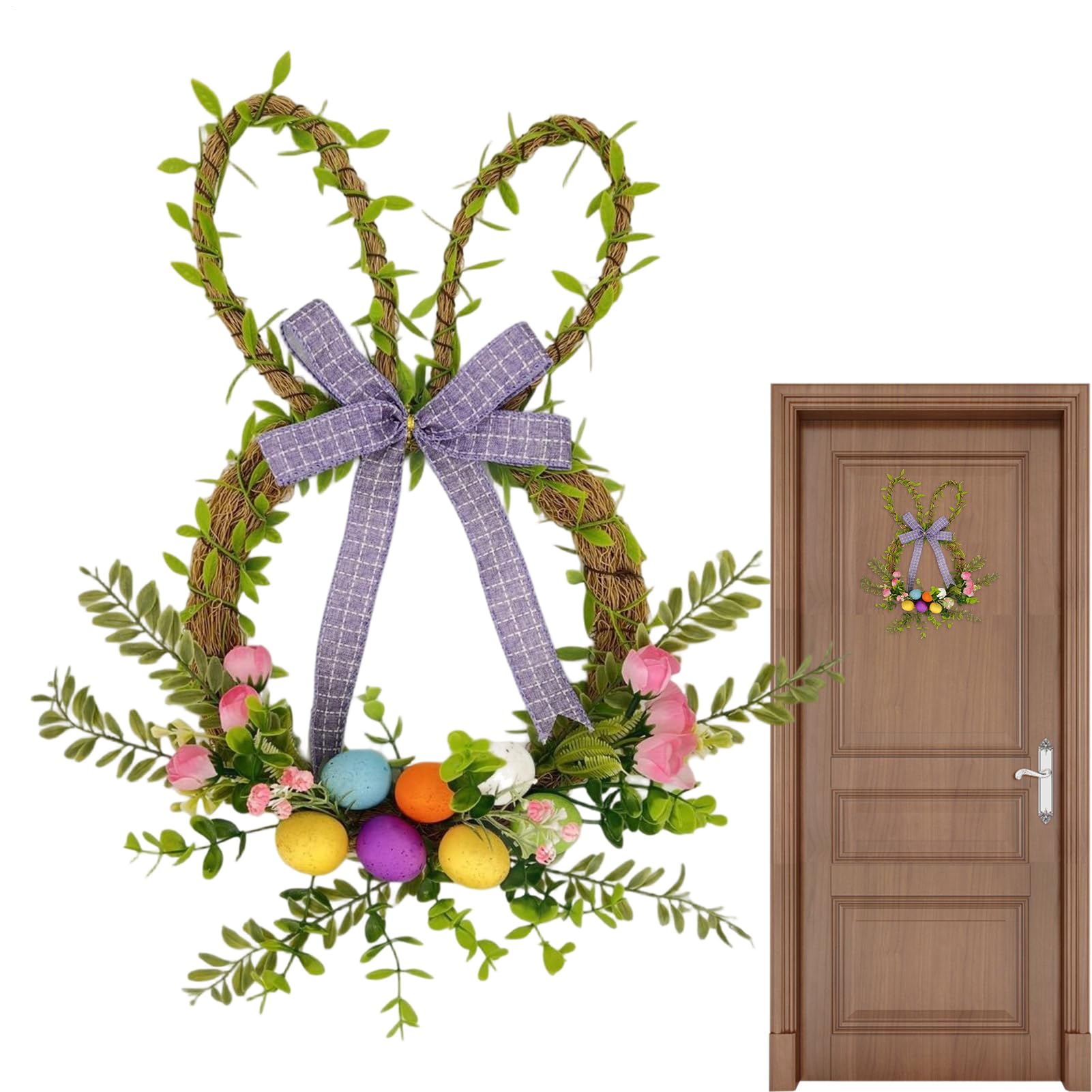 Nœud vert artificiel pour décoration de porte d'entrée et mur
