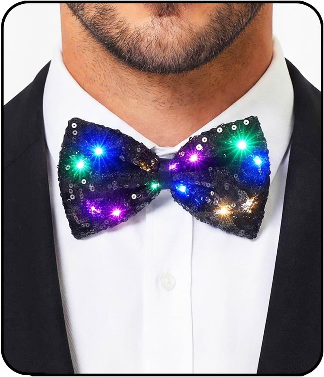 Yonamix Light Up Bow Tie Sequin Led Bowtie for Men