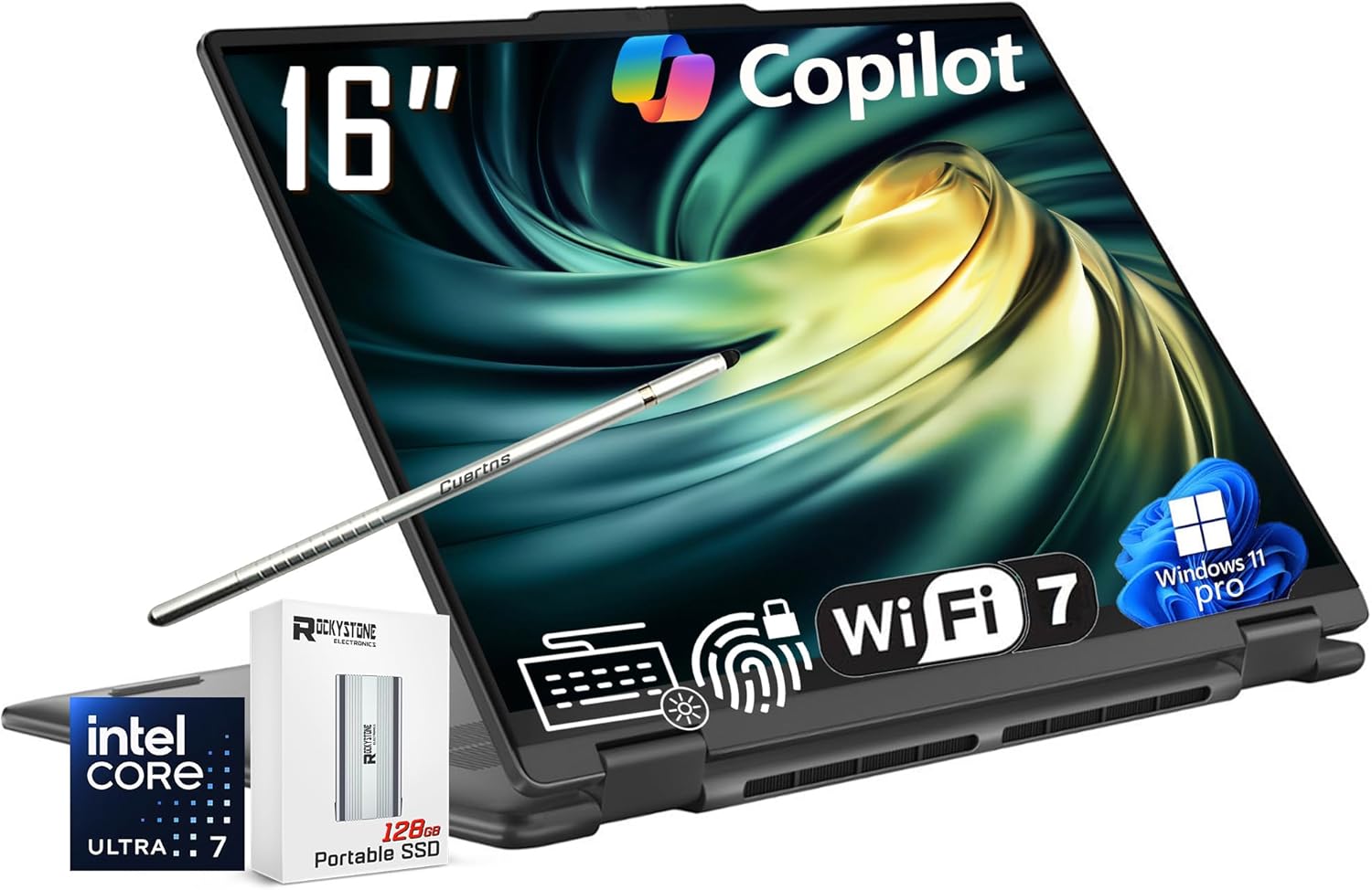 Lenovo 2023 Yoga 7i 16" 2-in-1 Touchscreen Laptop, 13th Intel Evo Platform 10-Core i7-1355U, 16GB LPDDR5 RAM, 1TB SSD, Intel Iris Xe Graphics, Backlit KB, FP, 1080p IR Webcam, Win11 Home