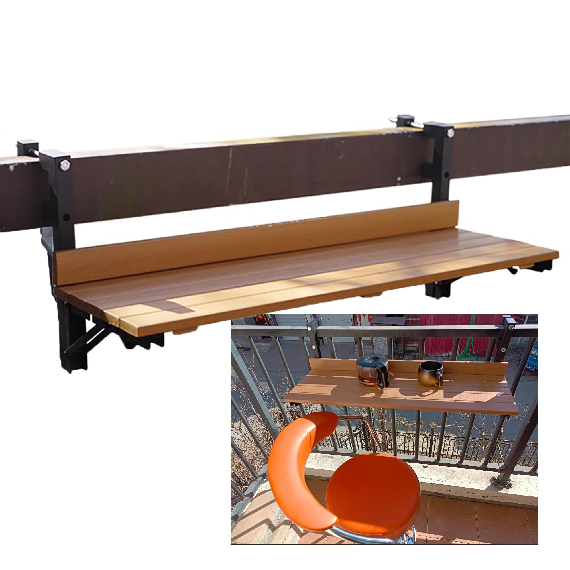 Table suspendue pliante de balcon et support de fleurs en métal