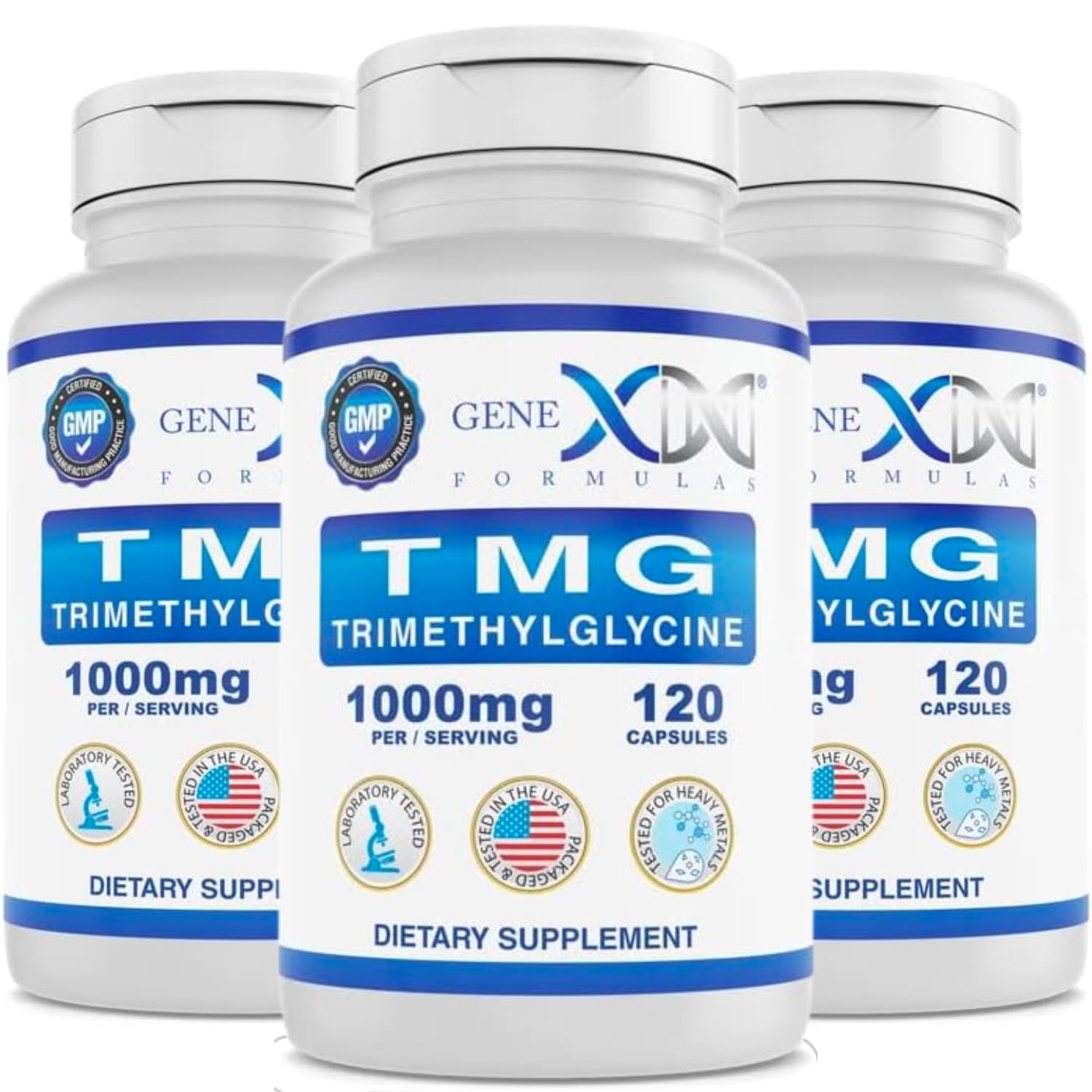Genex FormulasTMG Supplement 1000mg (360 Capsules) - NSF Certified for Safety, Quality & Label Accuracy - Betaine Anhydrous Trimethylglycine - Liver Supplement - Gluten Free & Non-GMO - 30-Day Supply