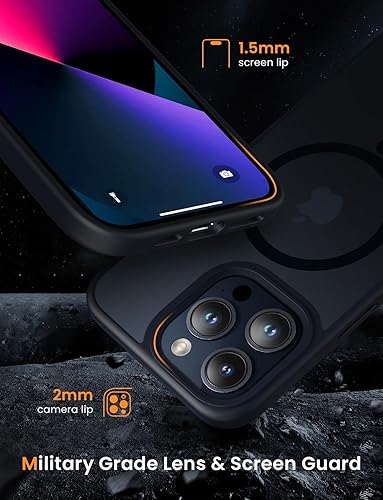 Miniatura 4 de Mgnaooi Funda magnética para iPhone 14 Pro probada en caídas de grado militar y compatible con MagSafe parte trasera mate translúcida con teclas de