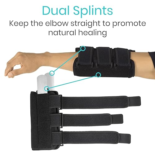 Miniatura 3 de Vive Férula de codo para tendinitis, túnel cubital, soporte para dormir, codo de tenista, 2 férulas extraíbles que estabilizan las articulaciones