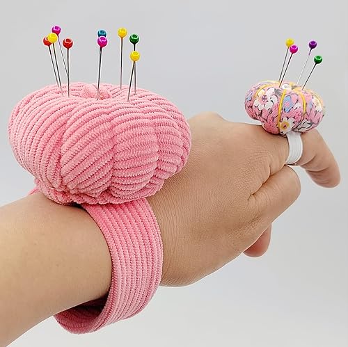 Vista 22 de Alfiler de muñeca elástico para anillo de aguja, soporte para agujas de bricolaje para coser y acolchar con 1 correa elástica, anillo de dedo